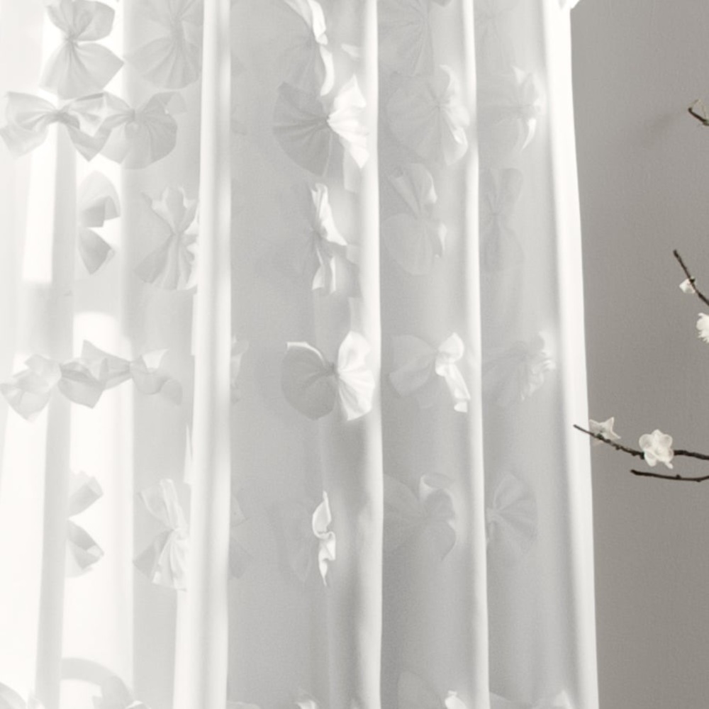 Lush Decor Riley White Window Curtain Single Panel 54”x84” - Picture 4 of 5